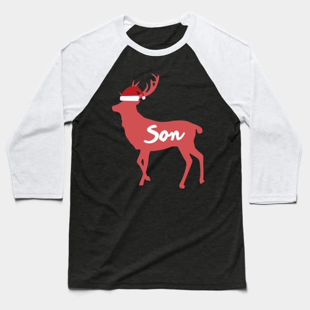 Son Boy Reindeer Family Group Christmas Eve Matching Baseball T-Shirt by Freid